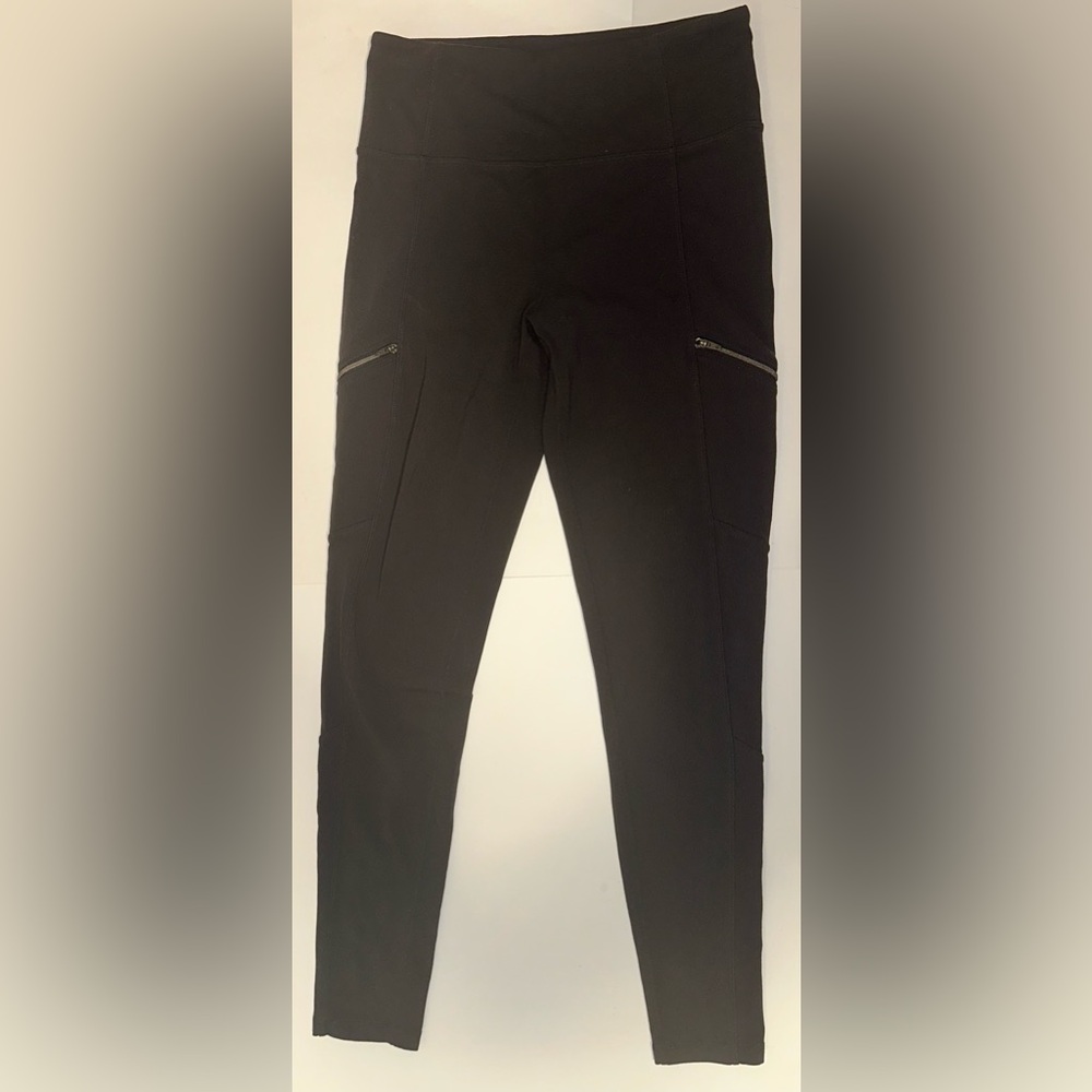 Athleta Leggings Side Zipper Pockets Yoga Workout Women’s Size Medium Dark Gray